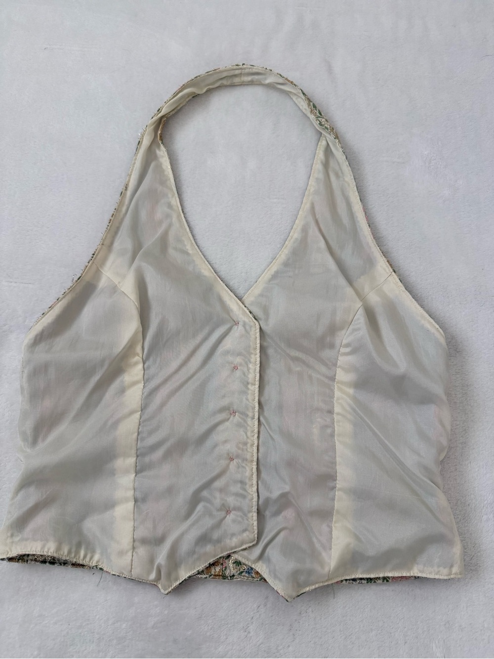 Fairycore Floral Brocade Halter Vest Whimsy Goth Cottagecore Boho Top - Picture 5 of 7